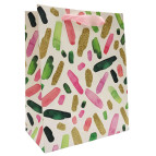 Пакет подарочный бумажный 25*32*11см ООПТ Акварельные штрихи с глитером 3018-M