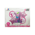 Шарик воздушный Лидер-ZYBalloon набор 5шт разного размера, 1 first Birthday girl 1212-34