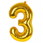 Шарик воздушный ООПТ Цифра-3 45см 1шт, золото 8535g-3
