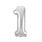 Шарик воздушный ООПТ Цифра-1 45см 1шт, серебро 8535s-1