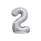 Шарик воздушный ООПТ Цифра-2 75см 1шт, серебро 8537s-2