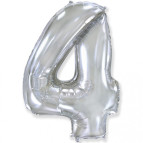 Шарик воздушный ООПТ Цифра-4 75см 1шт, серебро 8537s-4