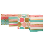 Пакет подарочный бумажный 26*32*10см Круги, Полоски 6602-M