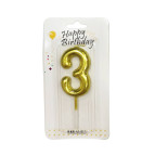 Свеча для торта Цифра-3 6см HD0088/YY13g-3 золото