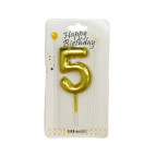 Свеча для торта Цифра-5 6см HD0088/YY13g-5 золото
