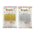 Свечи-набор для торта ООПТ 12шт с креплениями, золото и серебро, ассорти SJ-12