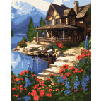 Картина раскраска по  номерам на холсте  - 40*50см Идейка КН6325 Домик у моря