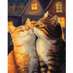 Картина раскраска по  номерам на холсте  - 40*50см Идейка КН6526 Влюбленные котики