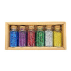 Блестки набор 6цв. по 9гр. в стеклянной колбе HS-1-15