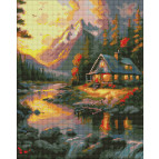 Алмазная живопись мозаика по номерам на холсте - 40*50см Идейка АМО7728 Золотой закат с голограммными стразами