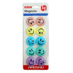 Магниты Д3см 10шт Haoshu цветные Смайл пастель Х3010/13173