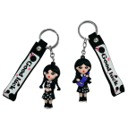 Брелок резиновый Венсдей Адамс 6,5см с лентой Good Luck, ассорти №3195