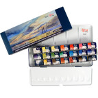 Краски акварельные Rosa Gallery набор 21цв. Landscape в кюветах, Индиго метал упак. 3403121