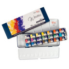 Краска акварельная Rosa Gallery набор 21цв. Monopigmented в кюветах, Индиго метал. упак. 3403221