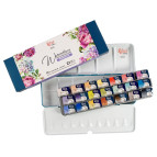 Краска акварельная Rosa Gallery набор 21цв. Romantic в кюветах, Бирюза метал. упак. 3403421