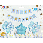 Шарик воздушный ZYBalloon набор 17шт разного размера и растяжка, Звезда голубая 10126