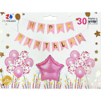 Шарик воздушный ZYBalloon набор 17шт разного размера и растяжка, Звезда розовая 10125