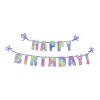 Растяжка праздничная Happy Birthday длина до 3,5м Буквы голографические 1314-4
