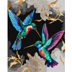 Картина раскраска по  номерам на холсте  - 40*50см Идейка КН6590 Танец колибри, с красками металлик