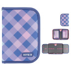 Пенал 1 отделение с 2 отворотами Kite мод 622 Purple Chequer K24-622-3