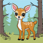 Картина раскраска по  номерам на холсте - 25*25см Идейка КН6193 Волшебный олененок