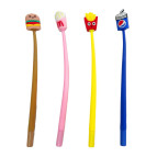 Ручка гелевая с насадкой ФастФуд силикон ассорти, синяя №3806