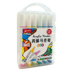 Маркер универсальный акриловый Aodemei Acrylic Marker набор 12 шт трехгранные 6128-12 в пластиковом футляре