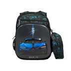 Рюкзак (ранец) школьный ShunYu Best 6601 с пеналом, твердый фасад 3D рисунок, Авто 37*28*15см