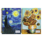 Тетрадь на спирали А4 100л твердая картонная обложка Ван Гог, в клетку 4100-6/XQ-A4-2