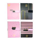 Блокнот 13*19см 126л Лидер 808-126 Котики черно-розовые с магнитным клапаном