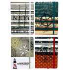 Блокнот А7 96л. Лидер Золотой обвод с резинкой в линию 9076-А7