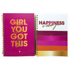 Тетрадь на спирали А4 100л твердая картонная обложка Розовый, в клетку 4100-5