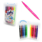 Фломастеры 12 цветов Zishu Mouse 249-12 круглые, двухсторонние, пластиковый бокс