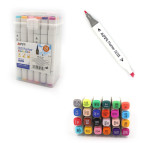 Скетч маркеры для рисования Aodemei двусторонние для бумаги набор 24 шт квадратные M6138-24