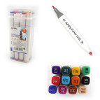 Скетч маркеры для рисования Aodemei двусторонние для бумаги набор 12 шт квадратные M6138-12