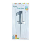 Свечка для торта серебристая Цифра-1 Party Candles 7см 031185-1с
