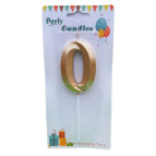 Свечка для торта золотистая Цифра-0 Party Candles 7см 031185-0з