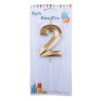 Свечка для торта золотистая Цифра-2 Party Candles 7см 031185-2з