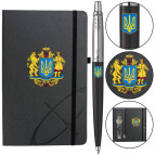 Ручка шариковая Parker 15632b24_T0400u Jotter Originals Black Большой Герб Украины + блокнот Набор подарочный