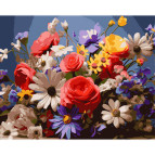 Картина раскраска по номерам на холсте - 40*50см Strateg цветной холст MZ015 Цветочное разнообразие