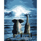 Картина раскраска по номерам на холсте - 40*50см Strateg DY434 Необычная дружба