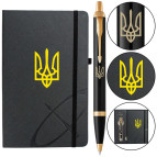 Ручка шариковая Parker 22032b24_T001y IM Premium Black Тризуб + блокнот, Набор подарочный