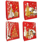 Пакет подарочный бумажный 33*25,5*12,5см SD-002-M Новогодний, ассорти