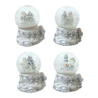 Сувенир Новогодний шар со снегом d-4,5см Дед Мороз, елочка, светящийся, ассорти 9808
