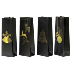 Пакет подарочный бумажный 35*12*9см Новогодний Бутылочный №2639