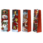 Пакет подарочный бумажный 35*12*9см Новогодний Бутылочный №2626