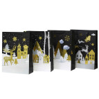 Пакет подарочный бумажный 23*18*10см Новогодний с фольгой 2628/6028-S