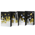 Пакет подарочный бумажный 32*26*10см Новогодний с фольгой 2628/6028-M