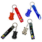 Брелок резиновый Мишка 5см с лентой Lucky, ассорти №MS-24-571