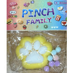 Игрушка антистрес Сквиш Таба Лапка Котика большая 7см 1шт арт1318-6 жёлтая с белым